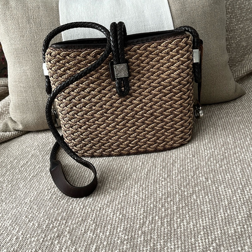 Brighton Vintage Straw Crossbody Handbag